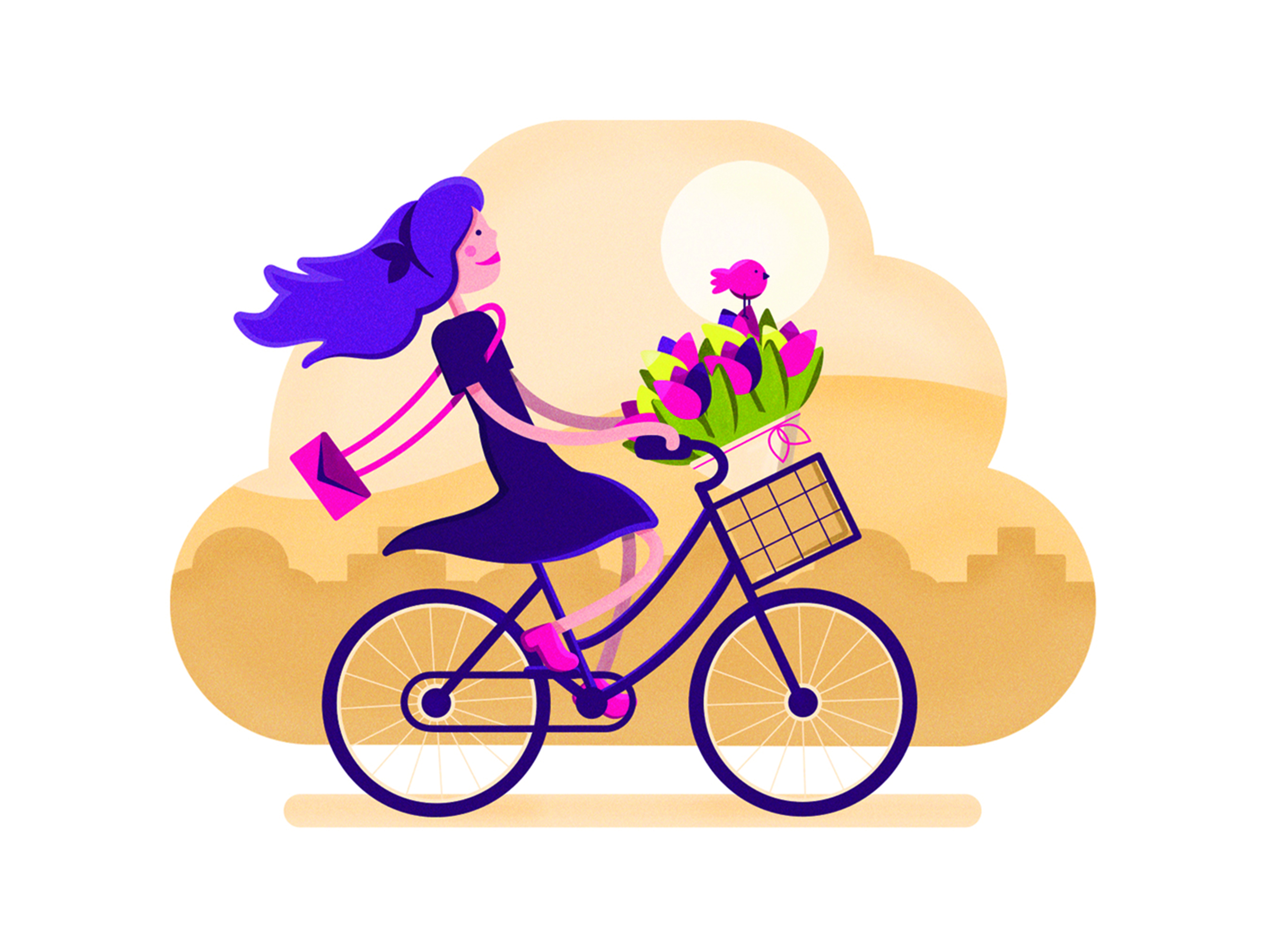 dutch simple cycling illustration