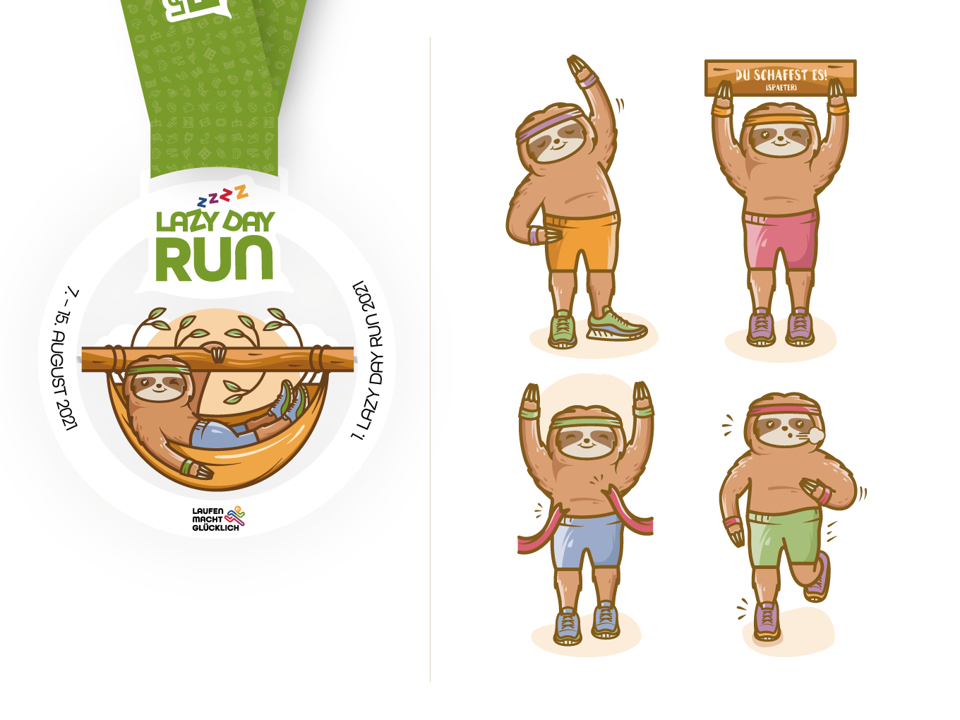 cute running sloth illustrations made by crealizable design